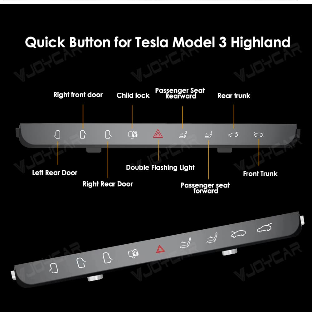 Botones Físicos de Consola Central con Luz Ambiental para Tesla Model 3 Highland (VJOYCAR AJ02)
